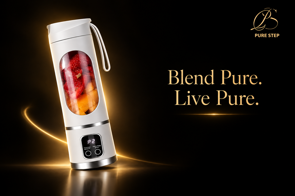 Pure Step Blendo description banner with logo and tagline